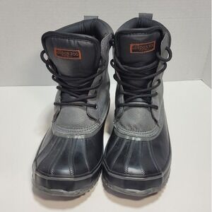 London Fog Ashford Mens 8M Black Grey Insulated Leather Duck Winter Boots PG5510